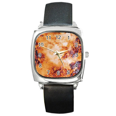 Burnt paper texture print design Square Metal Watch from ArtsNow.com Front