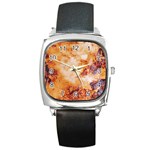 Burnt paper texture print design Square Metal Watch