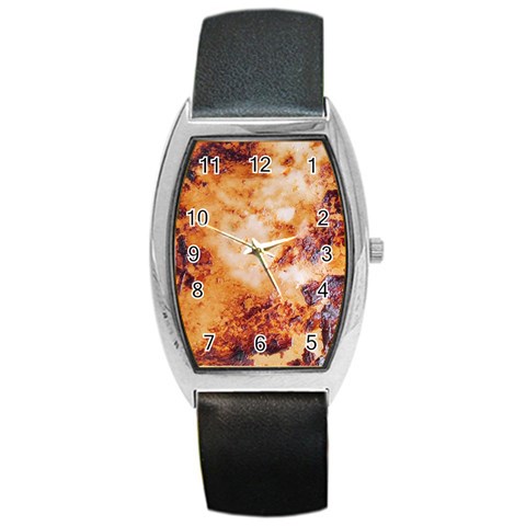 Burnt paper texture print design Barrel Style Metal Watch from ArtsNow.com Front
