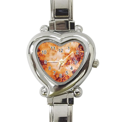 Burnt paper texture print design Heart Italian Charm Watch from ArtsNow.com Front