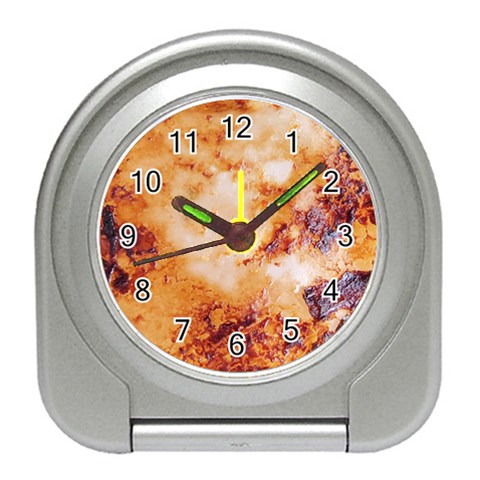 Burnt paper texture print design Travel Alarm Clock from ArtsNow.com Front