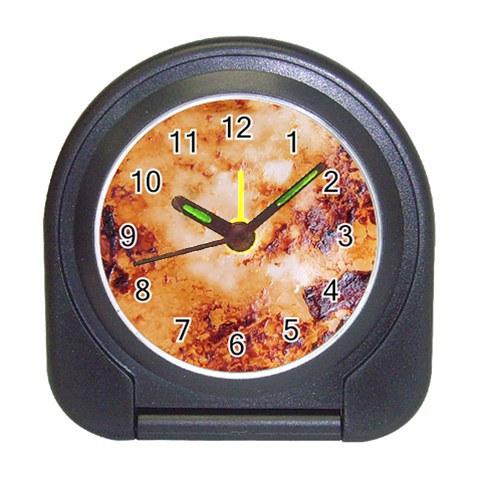 Burnt paper texture print design Travel Alarm Clock from ArtsNow.com Front