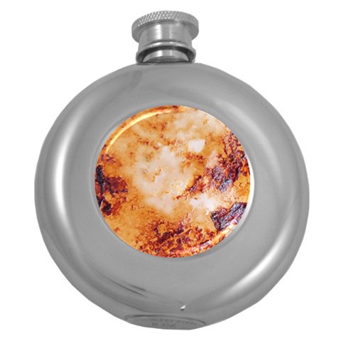 Burnt paper texture print design Round Hip Flask (5 oz) from ArtsNow.com Front