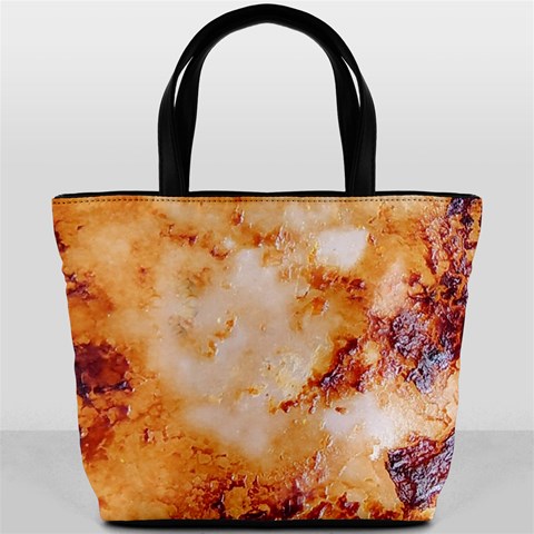 Burnt paper texture print design Bucket Bag from ArtsNow.com Front