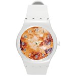 Burnt paper texture print design Round Plastic Sport Watch (M)