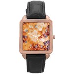 Burnt paper texture print design Rose Gold Leather Watch 