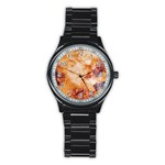 Burnt paper texture print design Stainless Steel Round Watch