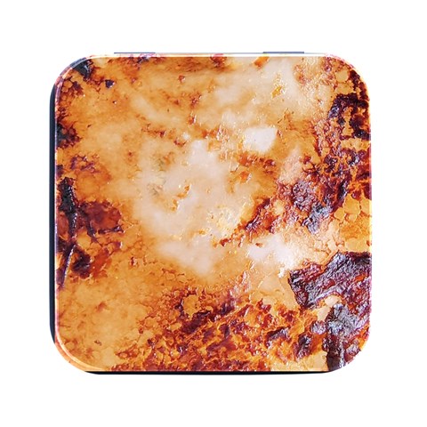 Burnt paper texture print design Square Metal Box (Black) from ArtsNow.com Front