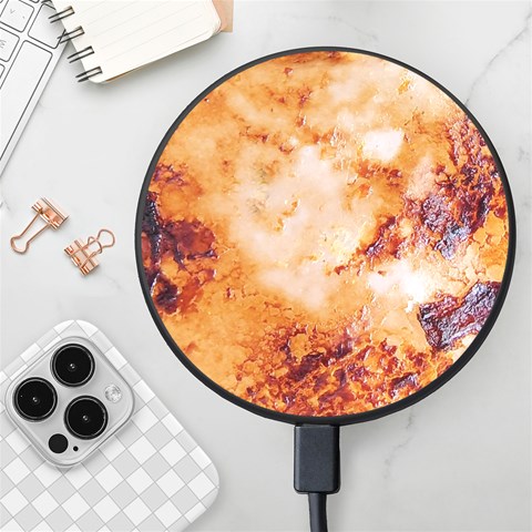 Burnt paper texture print design Wireless Fast Charger(Black) from ArtsNow.com Front