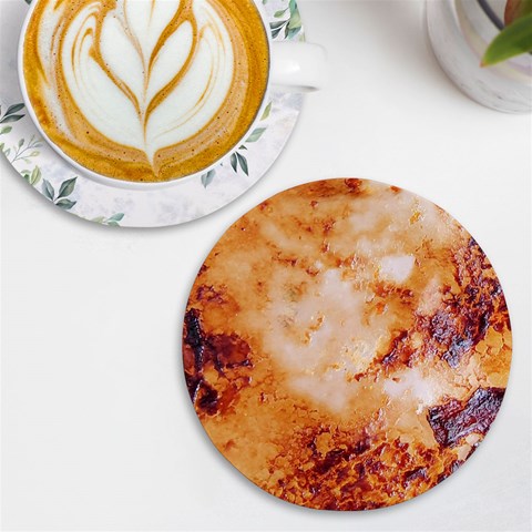 Burnt paper texture print design UV Print Round Tile Coaster from ArtsNow.com Front