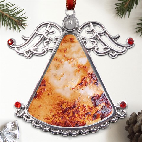 Burnt paper texture print design Metal Angel with Crystal Ornament from ArtsNow.com Front