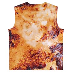 Burnt paper texture print design Men s High Neck Button Up Puffer Vest from ArtsNow.com Back