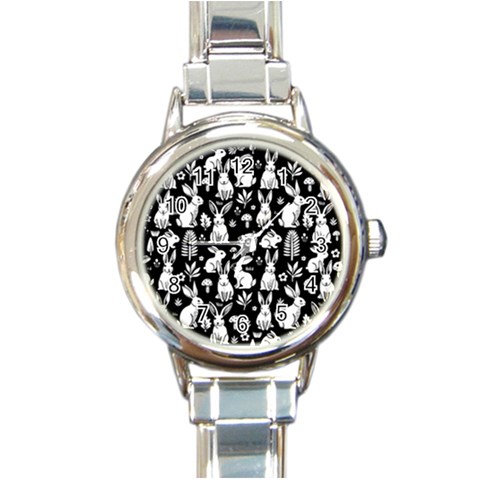Easter bunny pattern Round Italian Charm Watch from ArtsNow.com Front