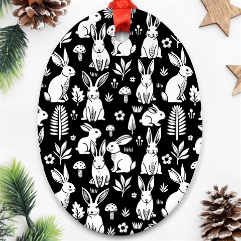 Easter bunny pattern Ornament (Oval) from ArtsNow.com Front