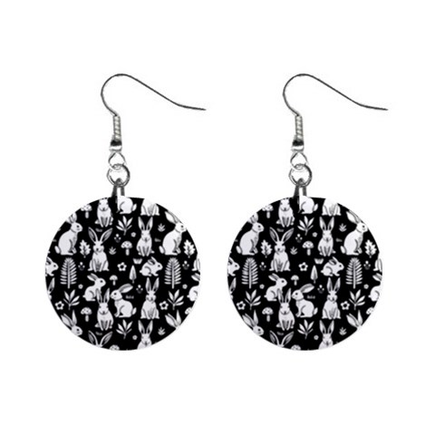 Easter bunny pattern Mini Button Earrings from ArtsNow.com Front