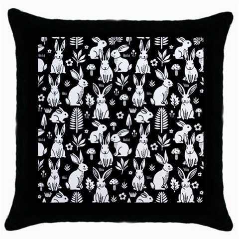 Easter bunny pattern Throw Pillow Case (Black) from ArtsNow.com Front