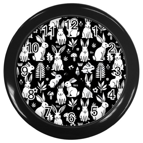 Easter bunny pattern Wall Clock (Black) from ArtsNow.com Front