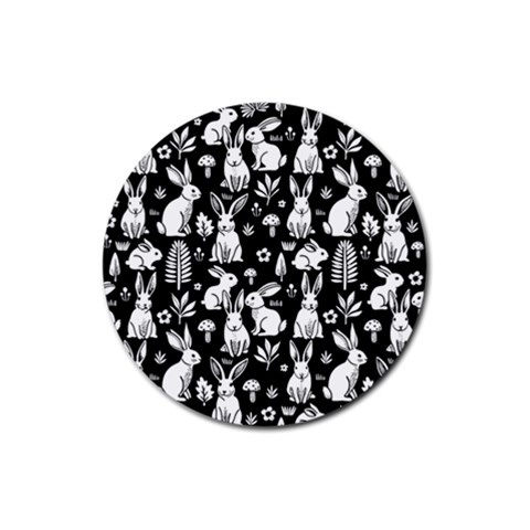 Easter bunny pattern Rubber Coaster (Round) from ArtsNow.com Front