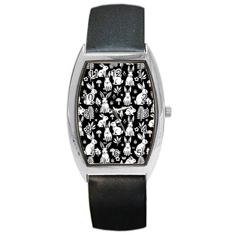 Easter bunny pattern Barrel Style Metal Watch from ArtsNow.com Front