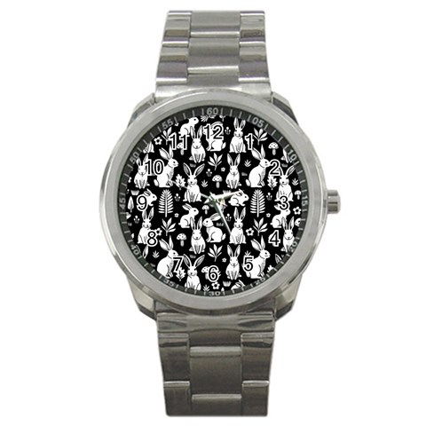 Easter bunny pattern Sport Metal Watch from ArtsNow.com Front