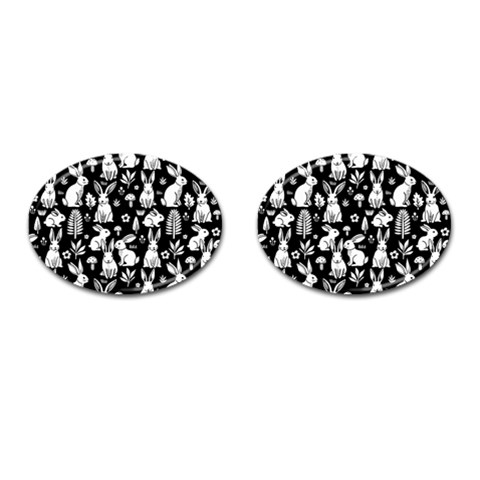Easter bunny pattern Cufflinks (Oval) from ArtsNow.com Front(Pair)