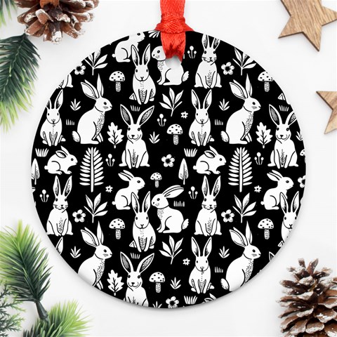 Easter bunny pattern Round Ornament (Two Sides) from ArtsNow.com Front