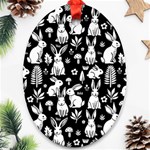 Easter bunny pattern Oval Ornament (Two Sides)