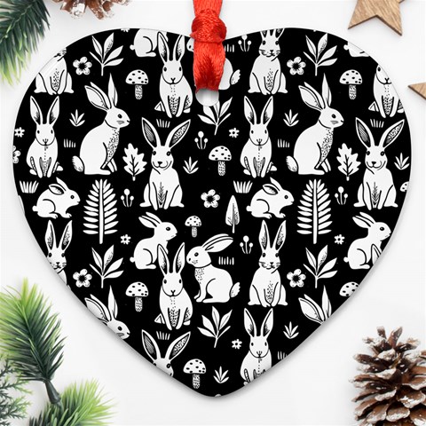 Easter bunny pattern Heart Ornament (Two Sides) from ArtsNow.com Back