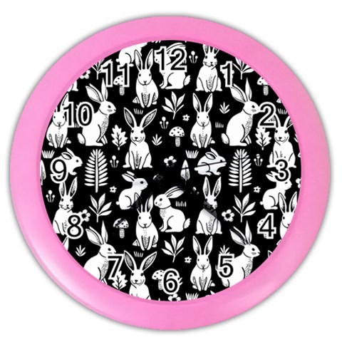 Easter bunny pattern Color Wall Clock from ArtsNow.com Front