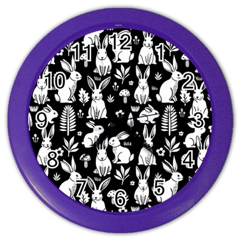 Easter bunny pattern Color Wall Clock from ArtsNow.com Front