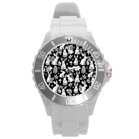Easter bunny pattern Round Plastic Sport Watch (L) from ArtsNow.com Front