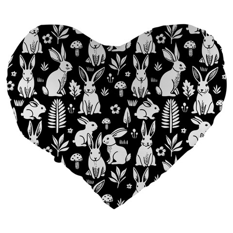 Easter bunny pattern Large 19  Premium Heart Shape Cushions from ArtsNow.com Back