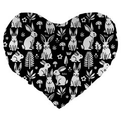 Easter bunny pattern Large 19  Premium Heart Shape Cushions from ArtsNow.com Back