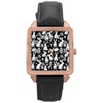 Easter bunny pattern Rose Gold Leather Watch 