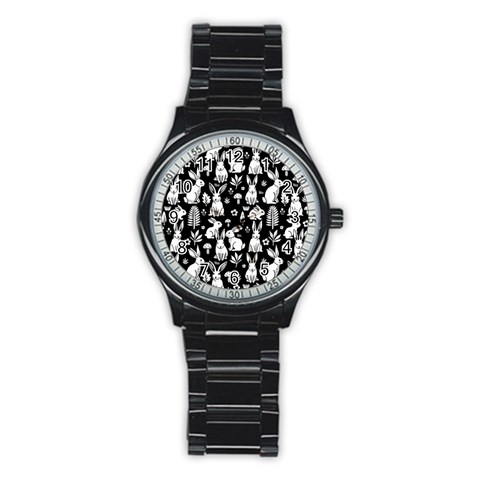 Easter bunny pattern Stainless Steel Round Watch from ArtsNow.com Front