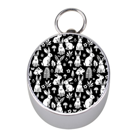 Easter bunny pattern Mini Silver Compasses from ArtsNow.com Front
