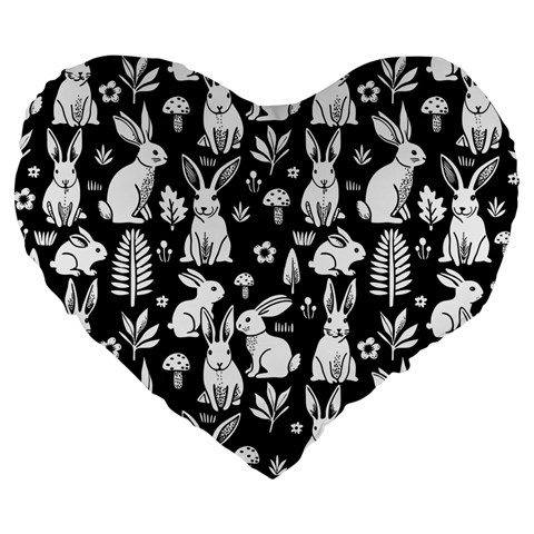 Easter bunny pattern Large 19  Premium Flano Heart Shape Cushions from ArtsNow.com Front