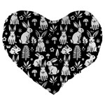 Easter bunny pattern Large 19  Premium Flano Heart Shape Cushions