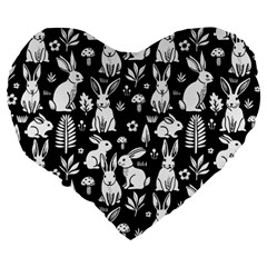 Easter bunny pattern Large 19  Premium Flano Heart Shape Cushions from ArtsNow.com Back