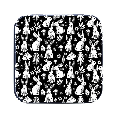 Easter bunny pattern Square Metal Box (Black) from ArtsNow.com Front