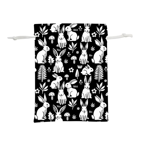 Easter bunny pattern Lightweight Drawstring Pouch (M) from ArtsNow.com Front