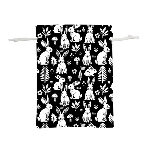 Easter bunny pattern Lightweight Drawstring Pouch (L) from ArtsNow.com Front