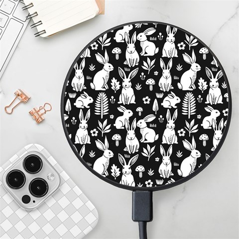 Easter bunny pattern Wireless Fast Charger(Black) from ArtsNow.com Front