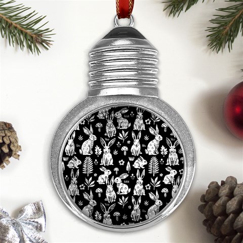Easter bunny pattern Metal Light Bulb Shape Ornament from ArtsNow.com Front