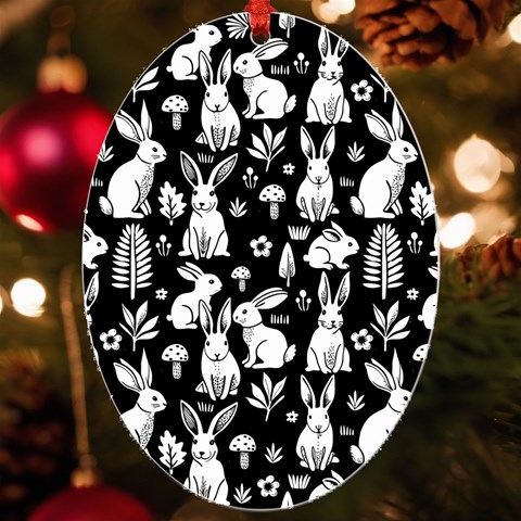Easter bunny pattern UV Print Acrylic Ornament Oval from ArtsNow.com Front