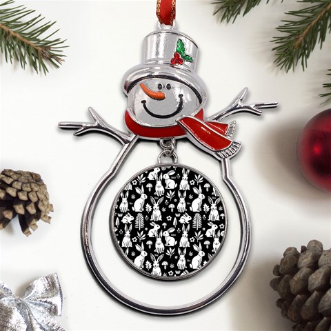 Easter bunny pattern Metal Snowman Ornament from ArtsNow.com Front