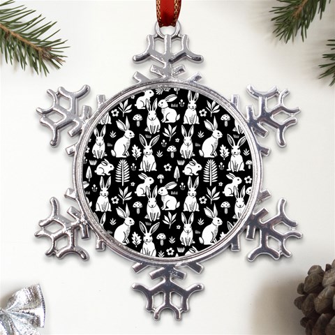 Easter bunny pattern Metal Large Snowflake Ornament from ArtsNow.com Front