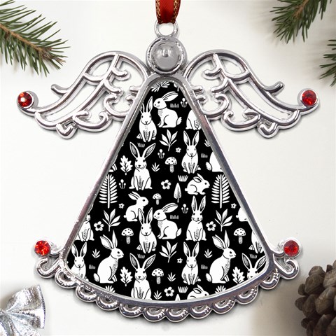 Easter bunny pattern Metal Angel with Crystal Ornament from ArtsNow.com Front