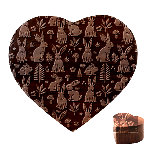 Easter bunny pattern Heart Wood Jewelry Box from ArtsNow.com Front