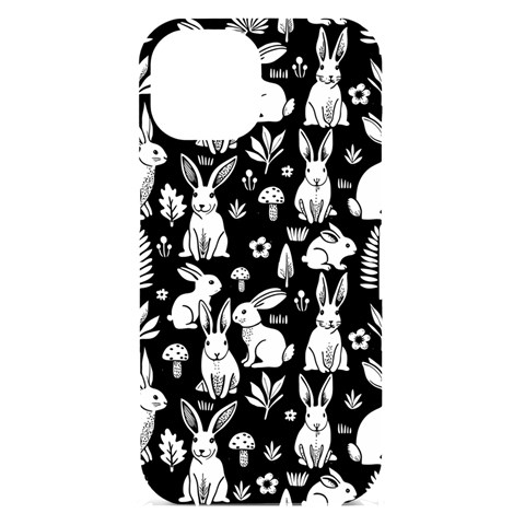 Easter bunny pattern iPhone 15 Black UV Print PC Hardshell Case from ArtsNow.com Front